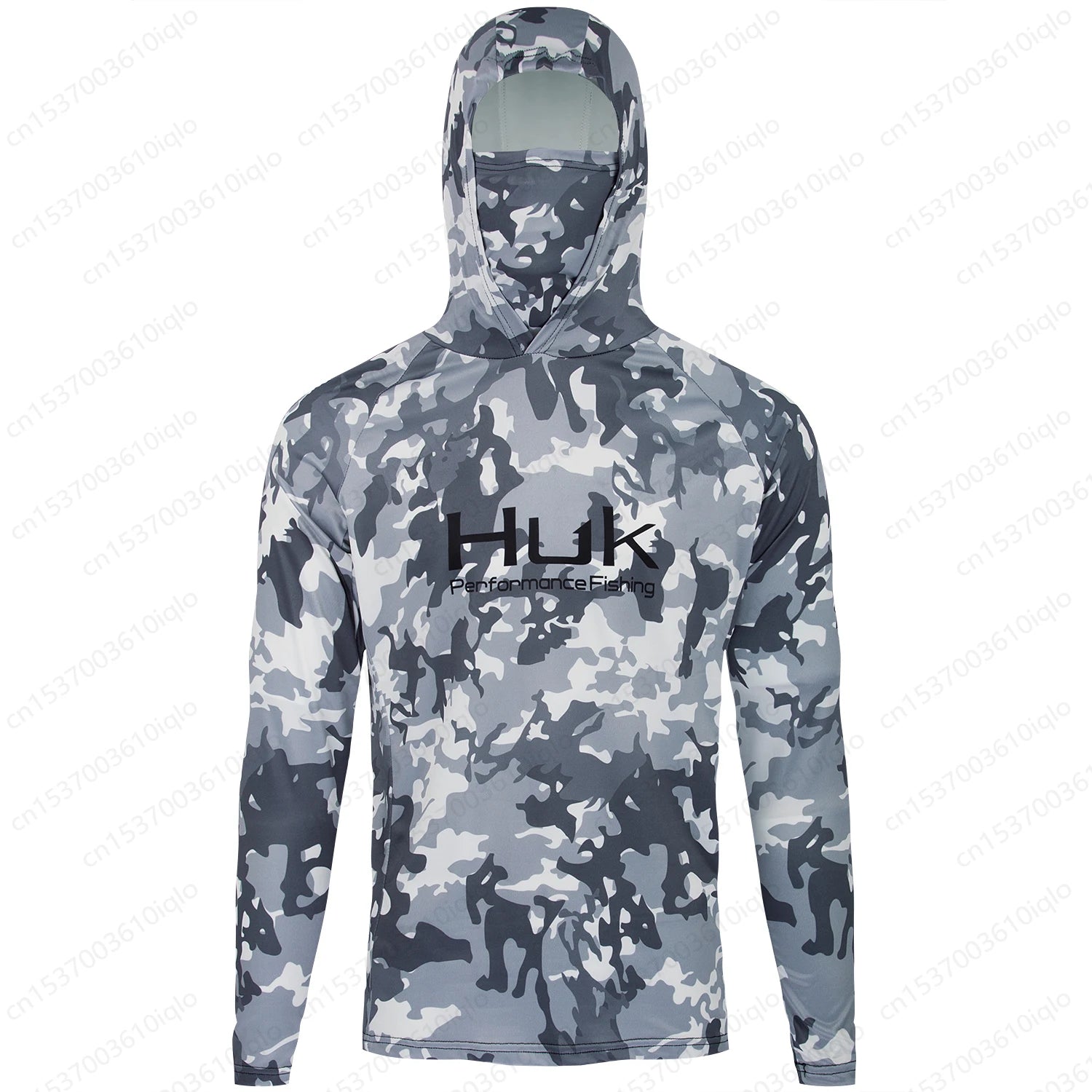 HUK Men’s Hooded Fishing Shirt – UPF 50+ Camouflage Long Sleeve