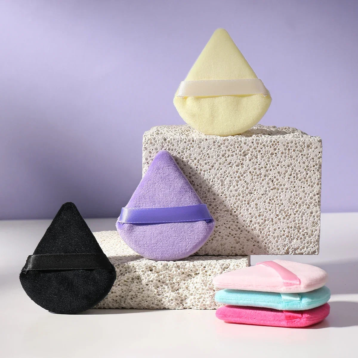 Triangle Velvet Powder Puff – 10/20 Pcs Washable Makeup Sponge Set