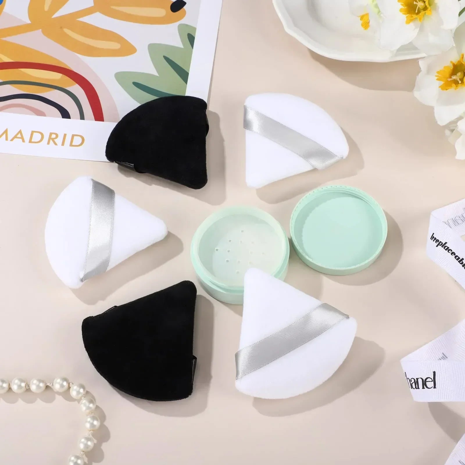 Triangle Velvet Powder Puff – 10/20 Pcs Washable Makeup Sponge Set