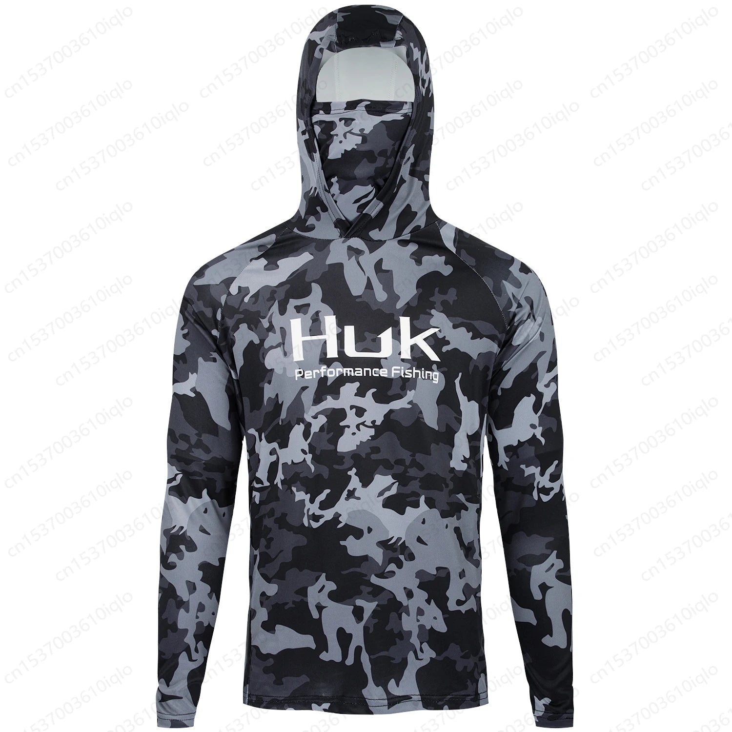 HUK Men’s Hooded Fishing Shirt – UPF 50+ Camouflage Long Sleeve