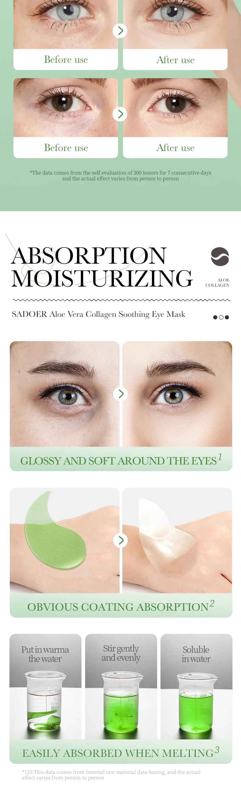 SADOER Collagen & Aloe Vera Eye Mask – 60 Pcs Dark Circle & Eye Bag Treatment