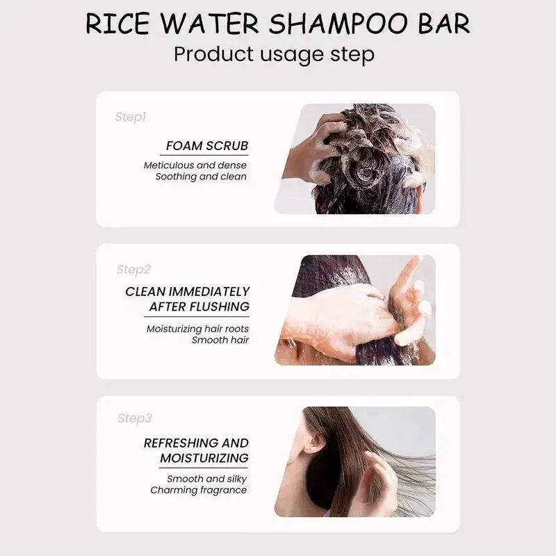 Organic Rice Shampoo Bar – Nourishing Hair Growth & Conditioning Soap