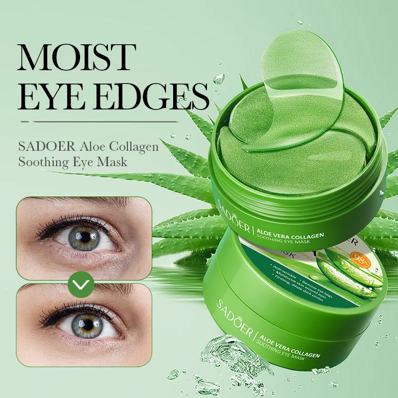 SADOER Collagen & Aloe Vera Eye Mask – 60 Pcs Dark Circle & Eye Bag Treatment