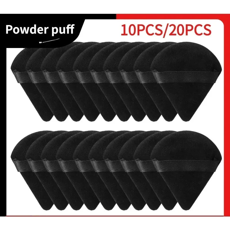 Triangle Velvet Powder Puff – 10/20 Pcs Washable Makeup Sponge Set