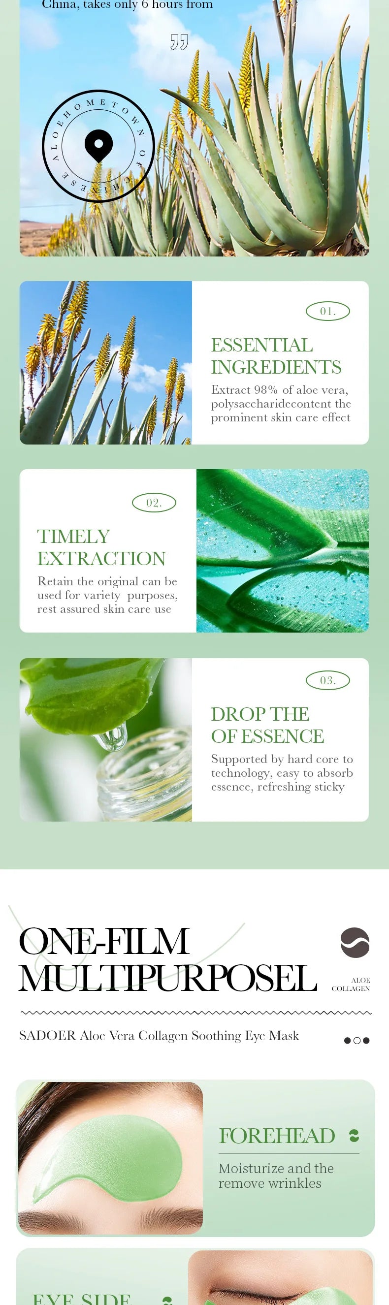 SADOER Collagen & Aloe Vera Eye Mask – 60 Pcs Dark Circle & Eye Bag Treatment