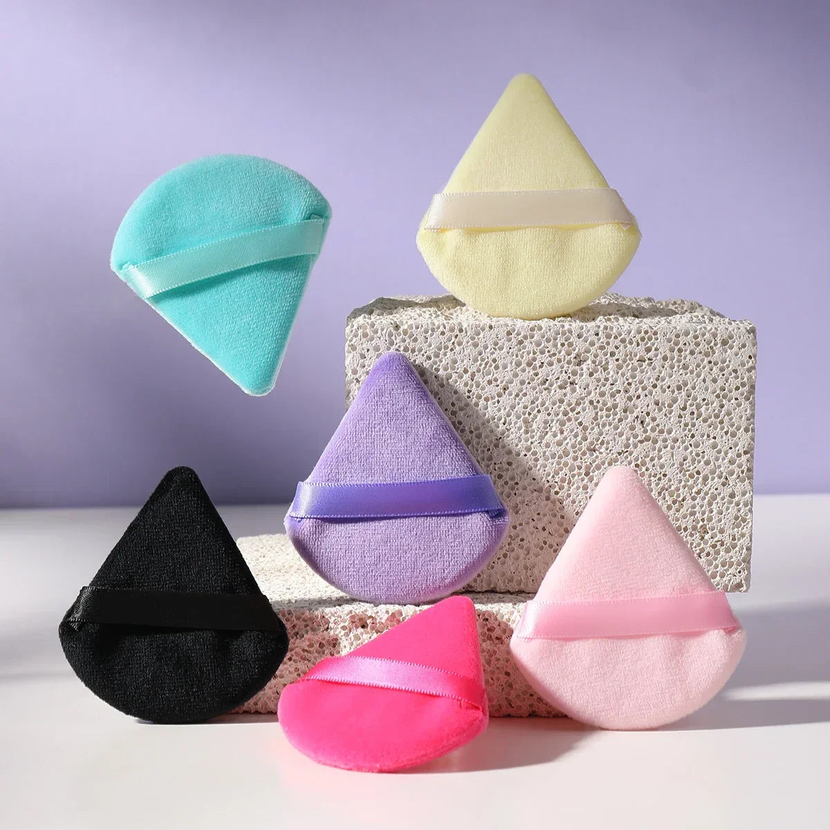 Triangle Velvet Powder Puff – 10/20 Pcs Washable Makeup Sponge Set