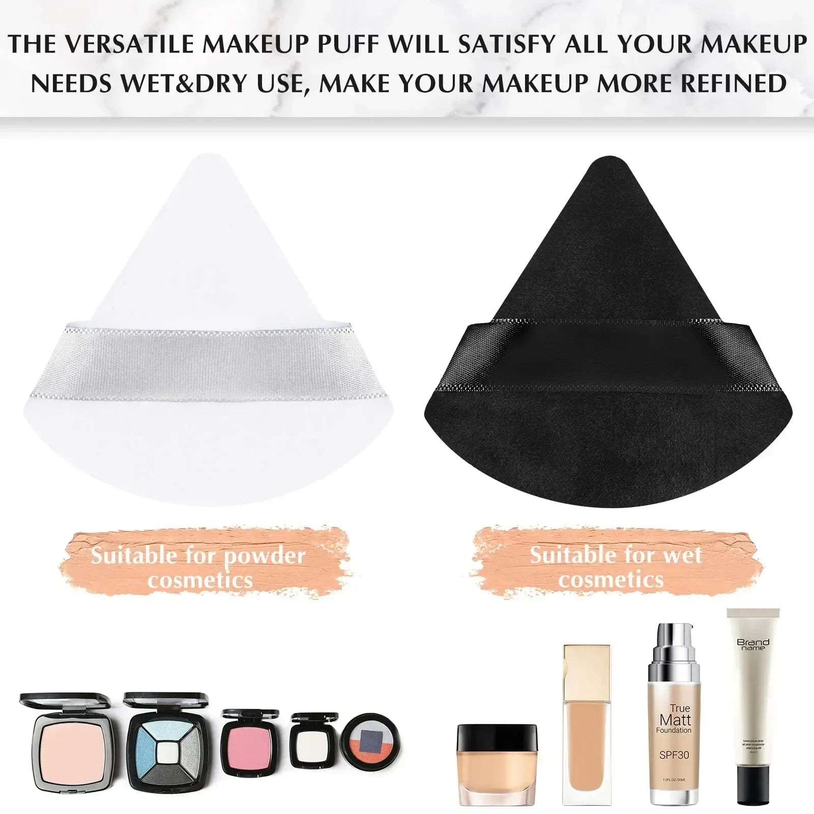 Triangle Velvet Powder Puff – 10/20 Pcs Washable Makeup Sponge Set